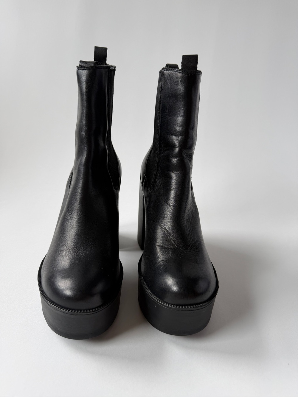 L'INTERVALLE Black Leather Platform Chelsea Boots - Picture 3 of 11